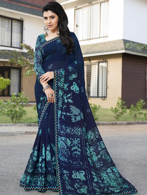abstract printed saree with blouse - 16294085 - Very Small Image - 1