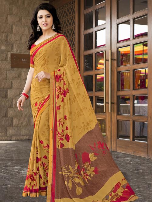 floral printed saree with blouse - 16294093 - Very Small Image - 1
