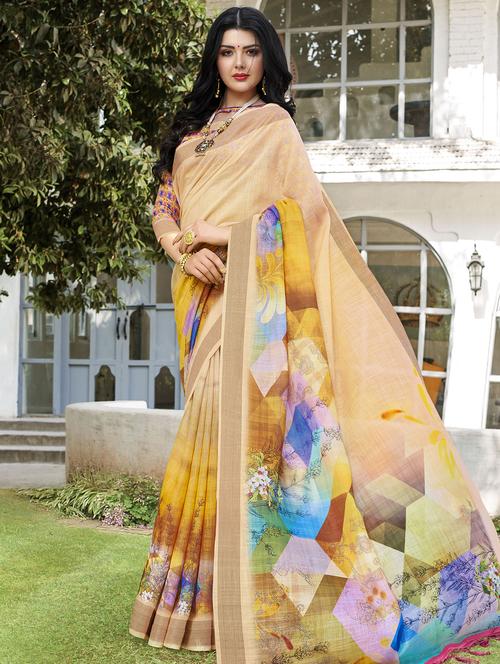 geometrical printed saree with blouse - 16294097 - Very Small Image - 1