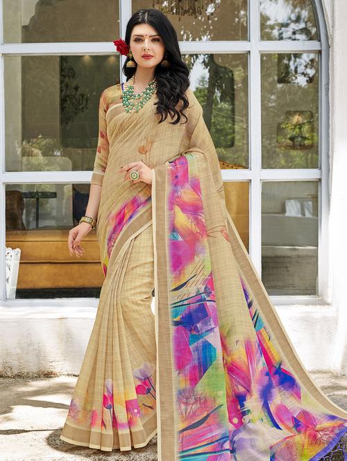 abstract printed saree with blouse - 16294103 - Very Small Image - 1