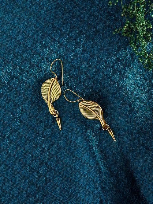 gold metal drop earring - 16294390 - Very Small Image - 1