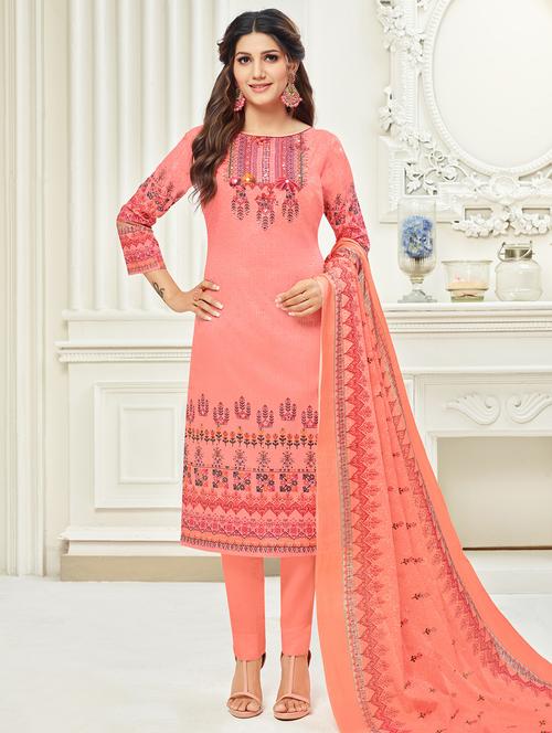 digital printed unstitched straight pant suit - 16294952 - Very Small Image - 1