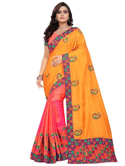 embroidered half & half saree with blouse - 16294959 - Very Small Image - 1