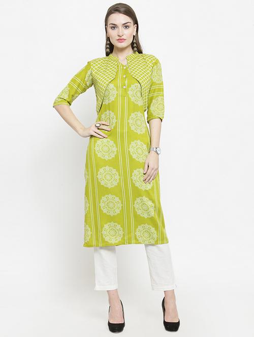 printed straight kurta with jacket - 16295181 - Very Small Image - 1