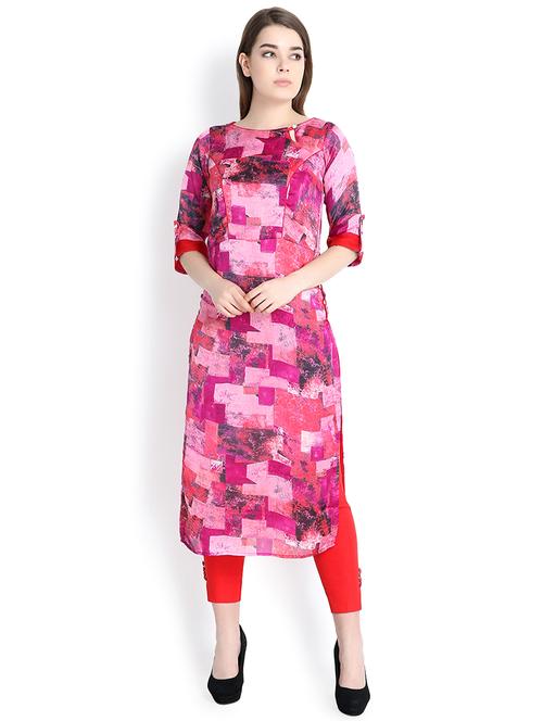 abstract printed straight kurta - 16295190 - Very Small Image - 1