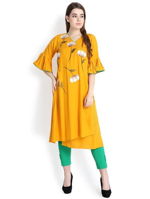 embroidered angrakha kurta - 16295203 - Very Small Image - 1