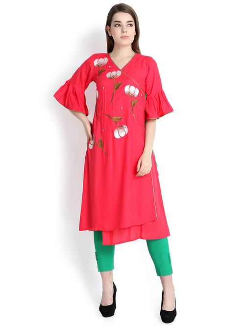 embroidered angrakha kurta - 16295204 - Very Small Image - 1