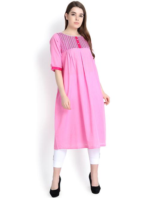 embroidered a-line kurta - 16295205 - Very Small Image - 1