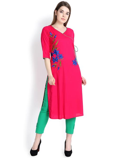 embroidered angrakha kurta - 16295208 - Very Small Image - 1