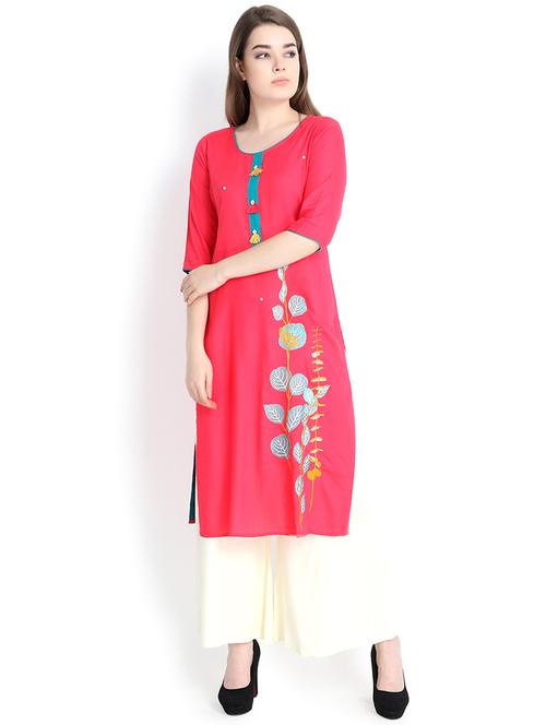 embroidered straight kurta - 16295210 - Very Small Image - 1