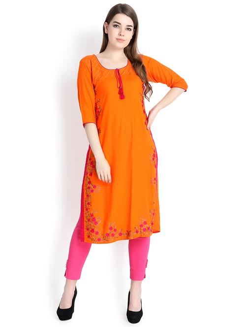 embroidered straight kurta - 16295220 - Very Small Image - 1