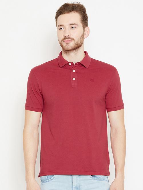 maroon solid polo t-shirt - 16296143 - Very Small Image - 1