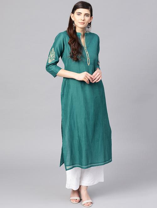 pintucks solid straight kurta - 16296578 - Very Small Image - 1
