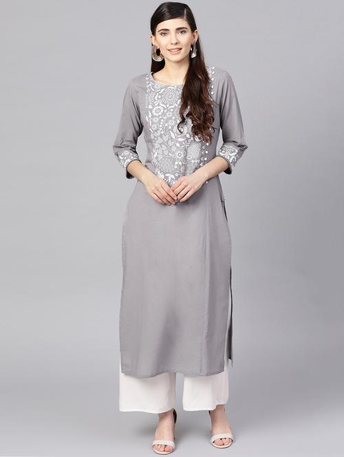 printed straight kurta - 16296589 - Very Small Image - 1