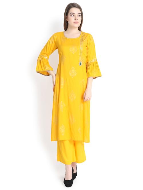 foil printed kurta plazzao set - 16296994 - Very Small Image - 1