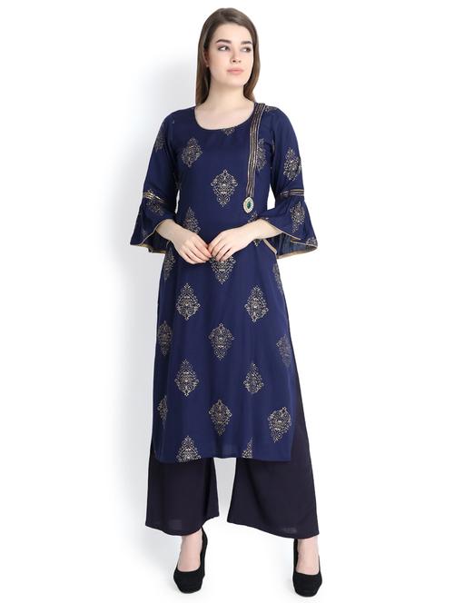foil printed kurta plazzao set - 16296995 - Very Small Image - 1