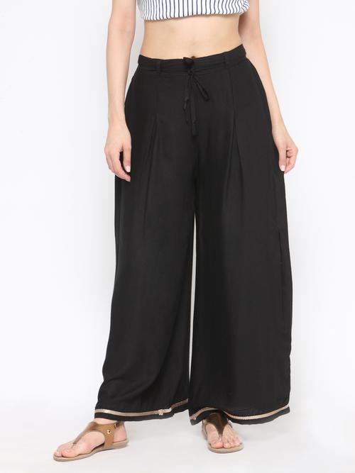 laced hem high rise plazzo - 16298000 - Very Small Image - 1