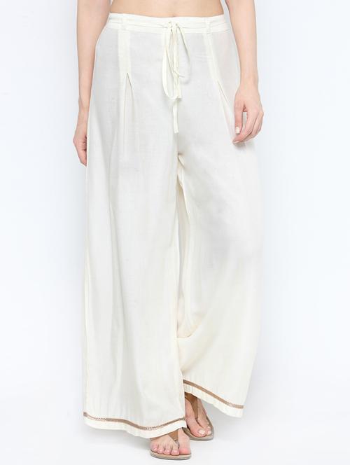 laced hem high rise plazzo - 16298001 - Very Small Image - 1