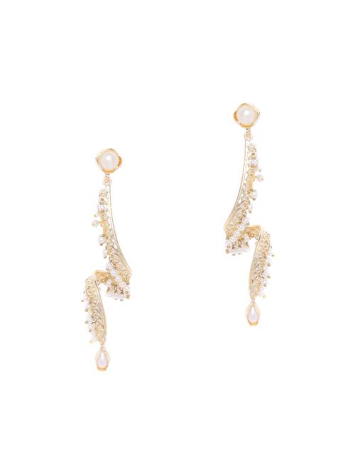 gold metal drop earring - 16298029 - Very Small Image - 1