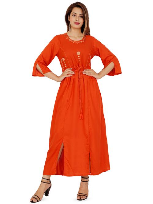 embroidered a-line kurta - 16298676 - Very Small Image - 1
