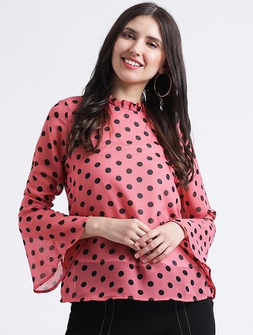 frill trim polka dots top - 16298766 - Very Small Image - 1