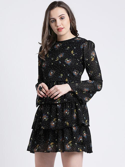floral ruffled layered a-line dress - 16298791 - Very Small Image - 1