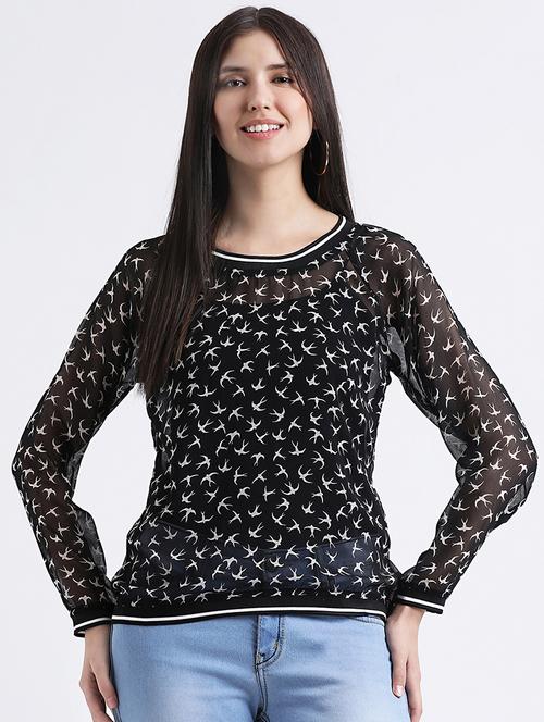 bird print sheer top - 16298809 - Very Small Image - 1