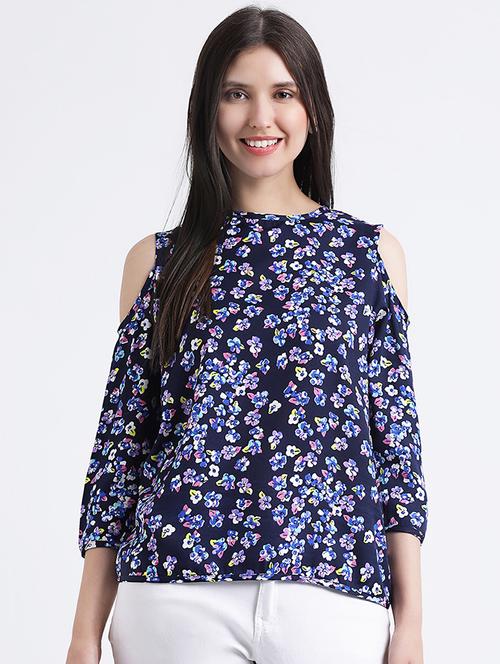 cold shoulder floral top - 16298823 - Very Small Image - 1