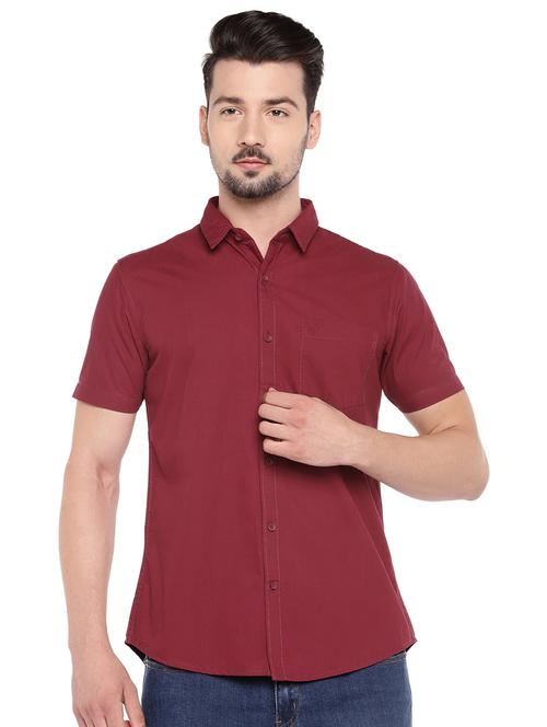 maroon regular fit solid casual shirt - 16299016 - Very Small Image - 1