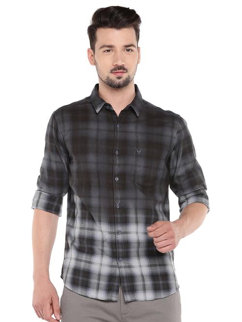 grey regular fit checked casual shirt - 16299022 - Very Small Image - 1