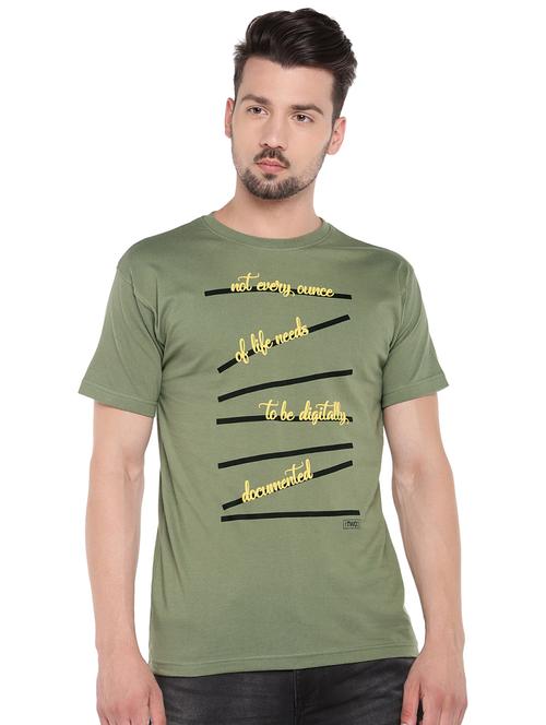 olive green typographic front print t-shirt - 16299060 - Very Small Image - 1