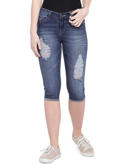 distressed denim capri - 16299127 - Very Small Image - 1