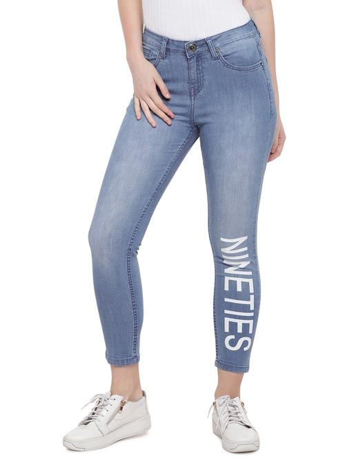 letter print stone washed jeans - 16299128 - Very Small Image - 1
