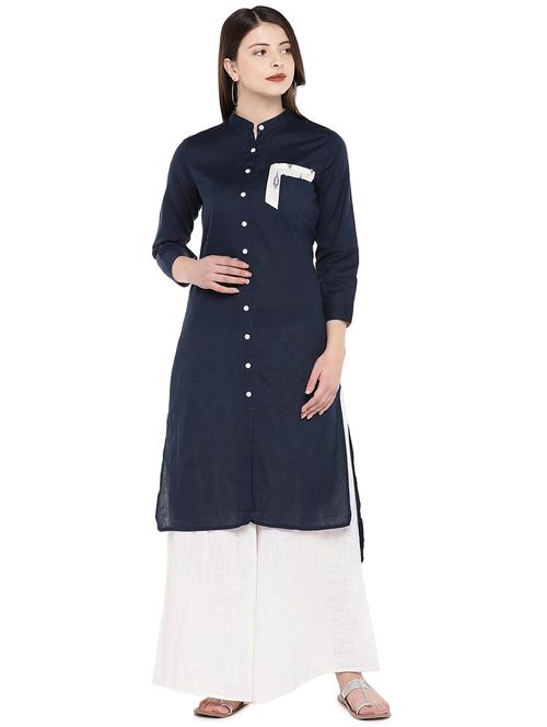 double patch pocket high-low kurta - 16299140 - Very Small Image - 1