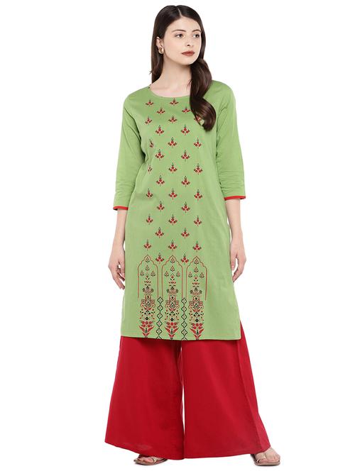 floral print straight kurta - 16299167 - Very Small Image - 1