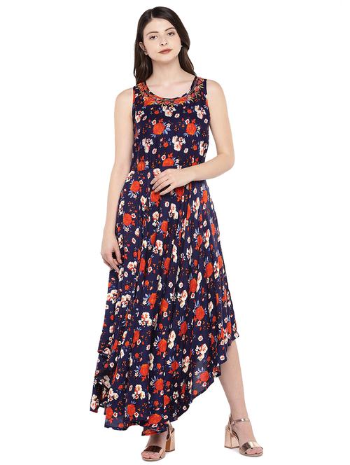 mirror work floral asymmetric dress - 16299203 - Very Small Image - 1