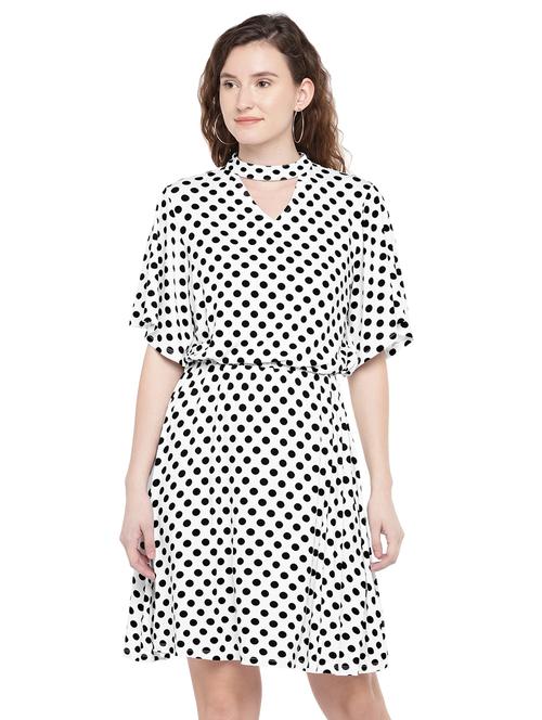 choker neck polka dots blouson dress - 16299207 - Very Small Image - 1