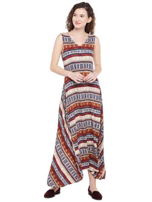 aztec asymmetric hem maxi dress - 16299214 - Very Small Image - 1