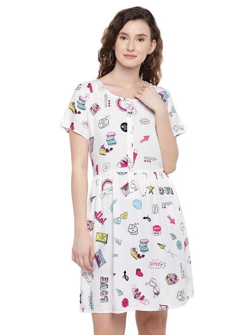 pocket detail quirky print a-line dress - 16299231 - Very Small Image - 1
