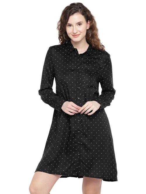 dot print button up a-line dress - 16299235 - Very Small Image - 1