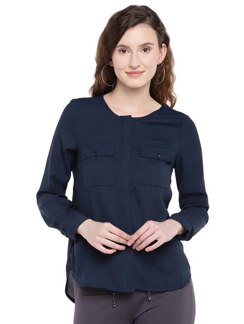 pocket patch concealed placket top - 16299254 - Very Small Image - 1