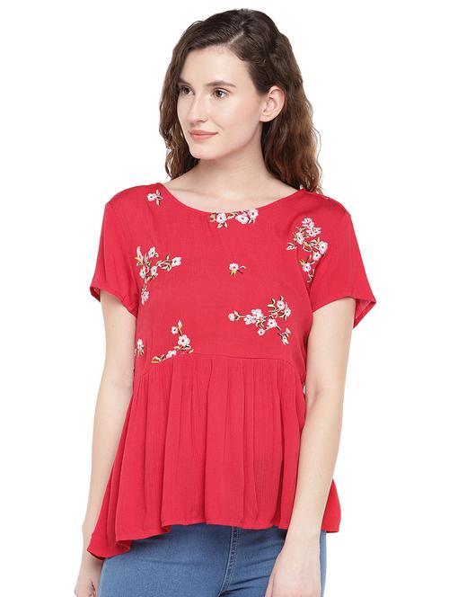 floral embroidered gathered top - 16299277 - Very Small Image - 1