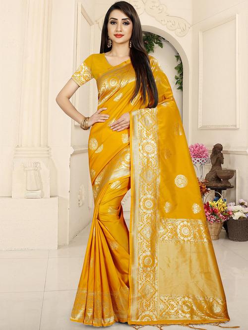 zari banarasi saree with blouse - 16300316 - Very Small Image - 1