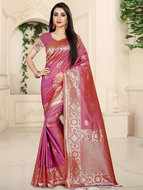 zari banarasi saree with blouse - 16300319 - Very Small Image - 1