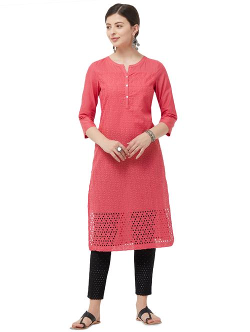 embroidered straight kurta - 16300499 - Very Small Image - 1