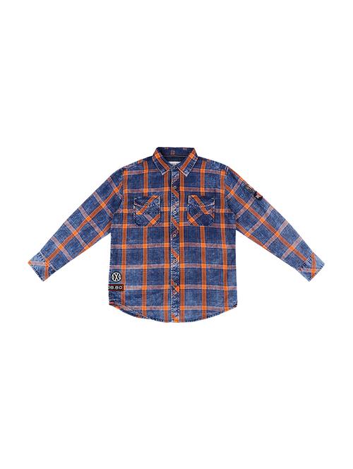dark blue checkered cotton shirt - 16300606 - Very Small Image - 1