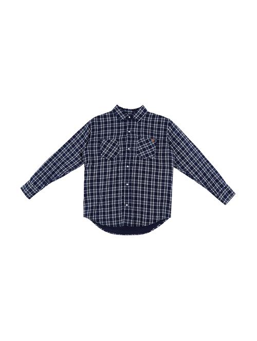 dark blue checkered cotton shirt - 16300608 - Very Small Image - 1