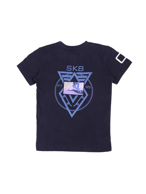 blue cotton blend graphic t-shirt - 16300804 - Very Small Image - 1