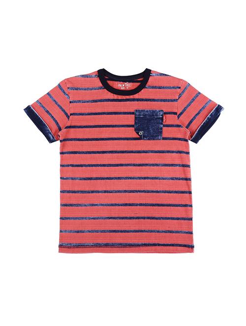 red cotton blend striped t-shirt - 16300848 - Very Small Image - 1