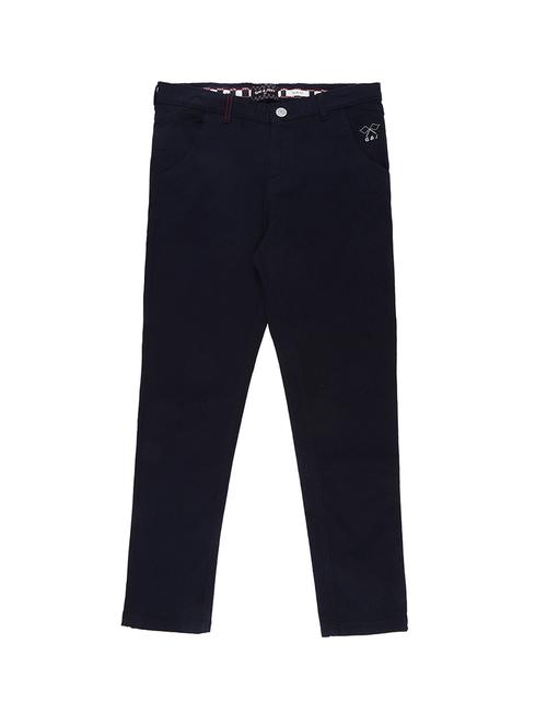 dark blue cotton blend casual trouser - 16300863 - Very Small Image - 1